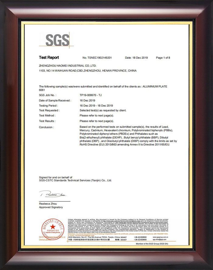 aircraft aluminum certificates