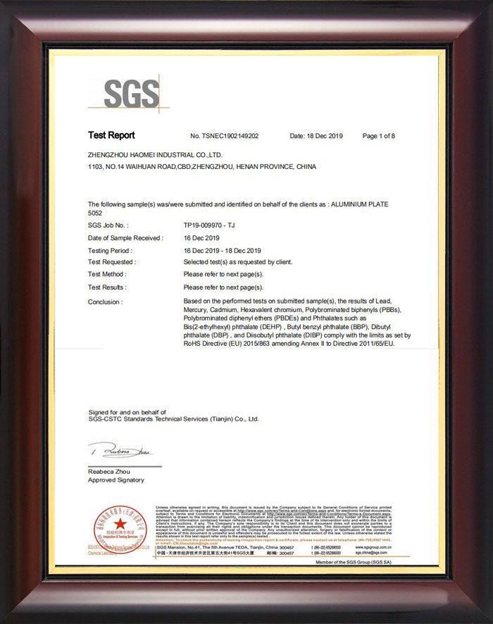 aircraft grade aluminum certificate